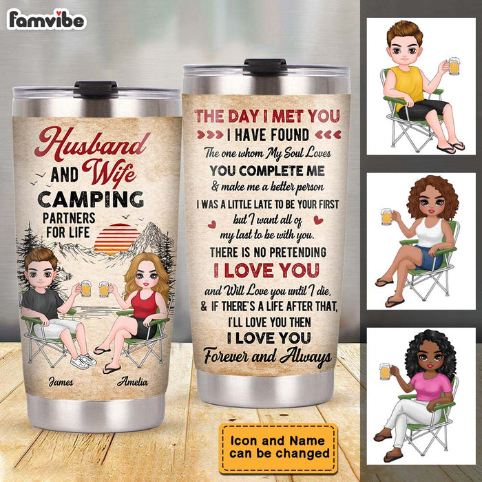 Personalized Couple Camping Partners For Life Steel Tumbler 22794 1