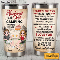 Personalized Couple Camping Partners For Life Steel Tumbler 22794 thumb 1