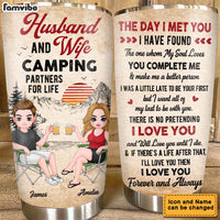 Personalized Couple Camping Partners For Life Steel Tumbler 22794 thumb 1