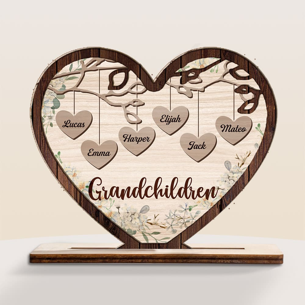 Personalized Grandma Heart Tree Wood Plaque 22798 Primary Mockup