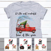 Personalized Red Truck Dog Christmas The Most Wonderful Time T Shirt NB244 87O36 thumb 1