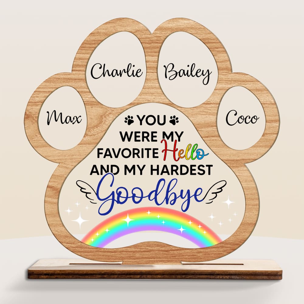 Personalized Gift For Pet Loss Memorial Favorite Hello Hardest Goodbye Plaque 22800 Primary Mockup