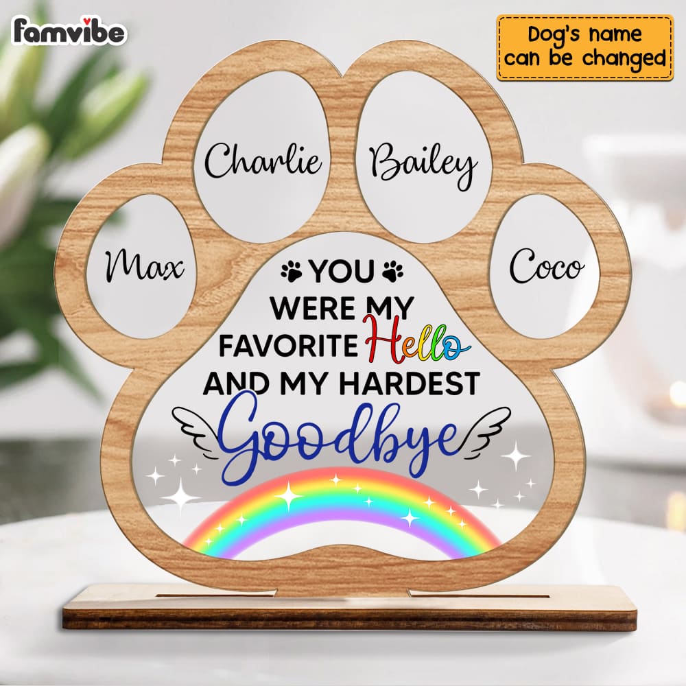 Personalized Gift For Pet Loss Memorial Favorite Hello Hardest Goodbye Plaque 22800 Primary Mockup