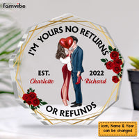 Personalized Couple I'm Yours No Returns Or Refunds Plaque 22816 thumb 1