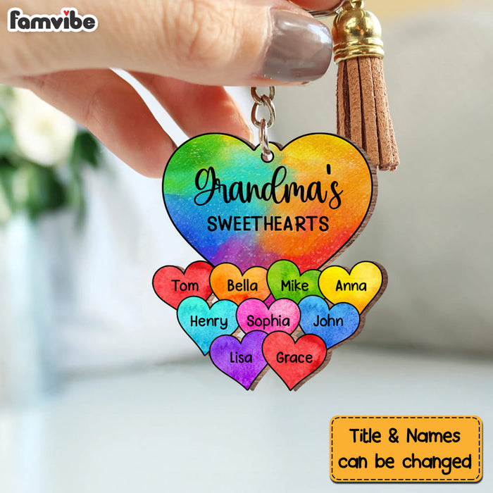 Personalized Grandma Sweethearts Wood Keychain 22835 1