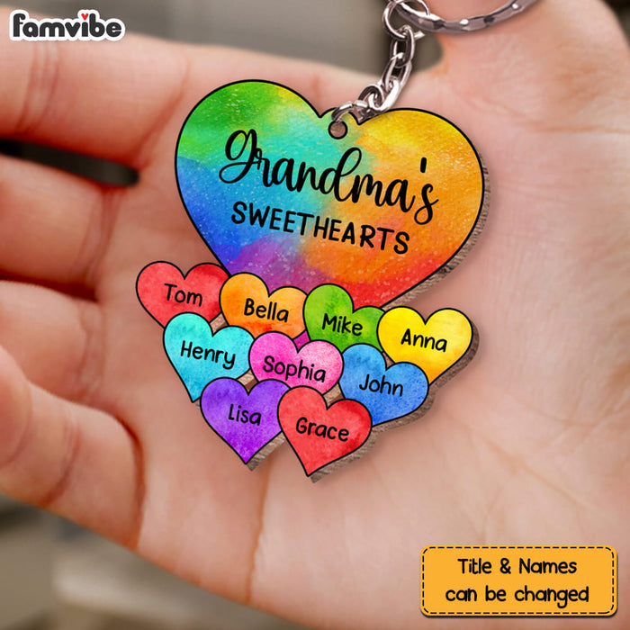 Personalized Grandma Sweethearts Wood Keychain 22835 1
