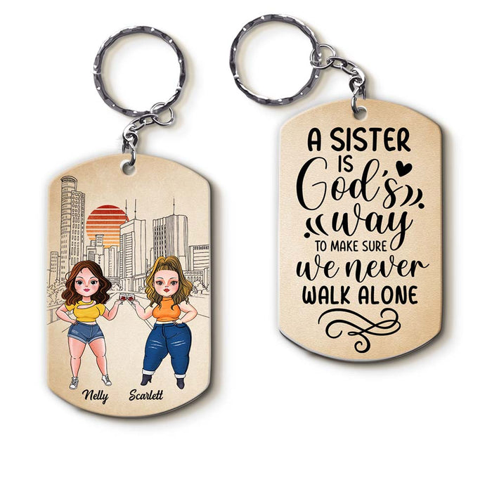 Personalized Sister Is God's Way Aluminum Keychain 22850 1