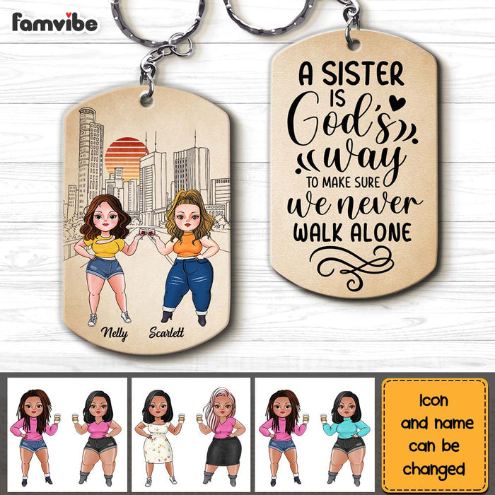 Personalized Sister Is God's Way Aluminum Keychain 22850 1