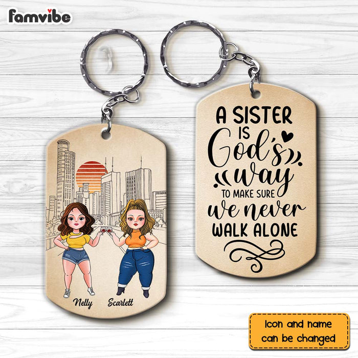 Personalized Sister Is God's Way Aluminum Keychain 22850 1