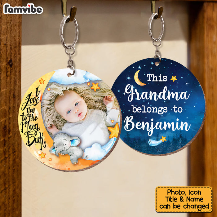 Personalized This Grandma Belongs to Elephant Wood Keychain 22861 1