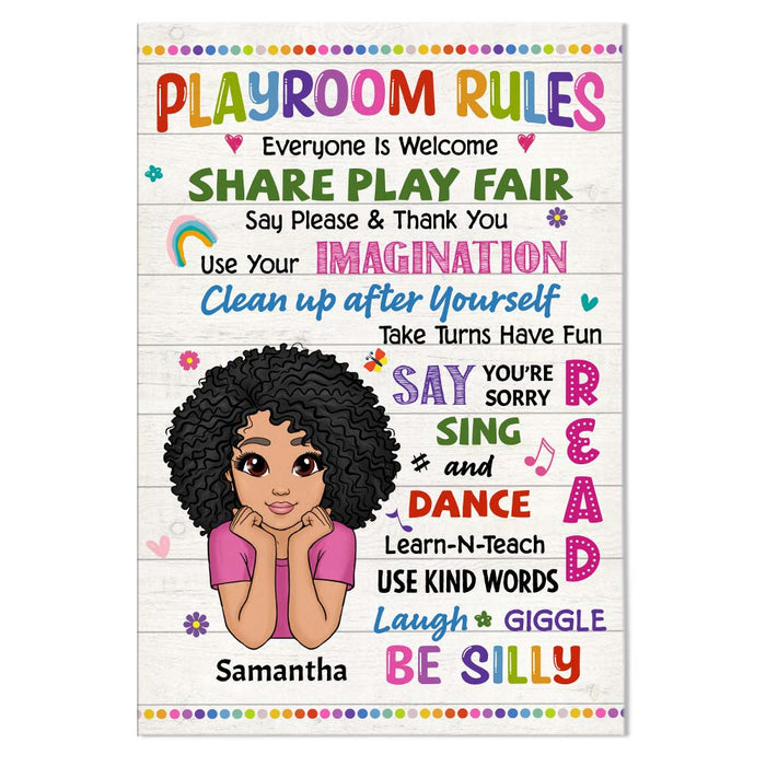 Personalized Daughter Son Kids Playroom Rules Canvas 22872 1