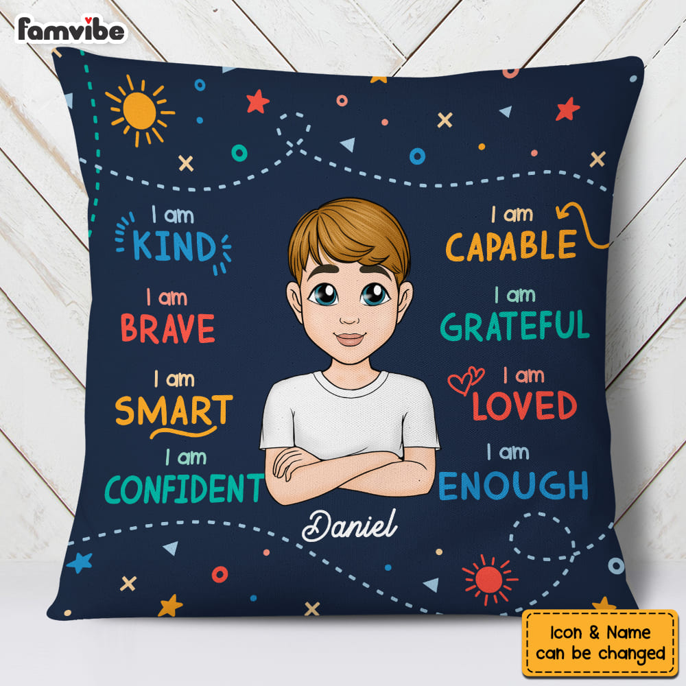 Personalized Granddaughter Grandson Affirmations I Am Kind Blessing Pillow 22874 Primary Mockup