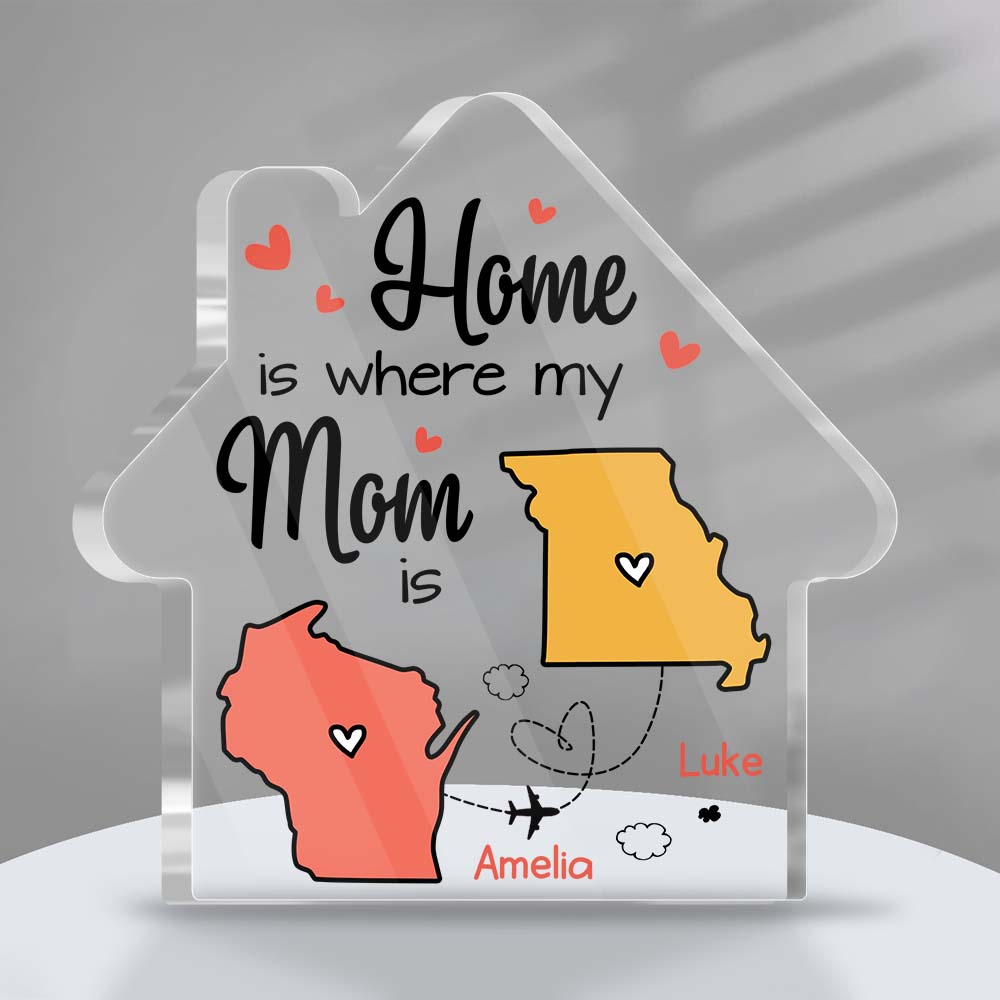 Personalized Long Distance Home Is Where My Mom Is Plaque 22879 Primary Mockup