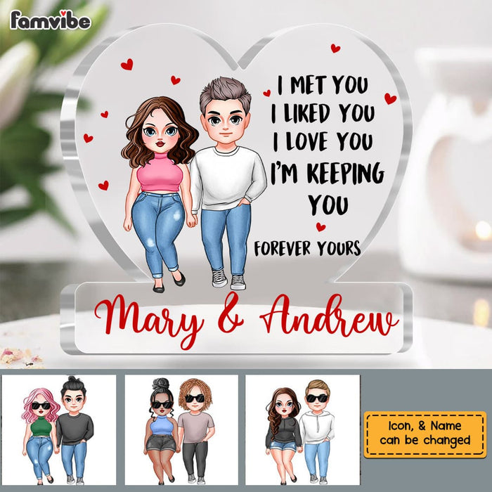 Wedding Gifts Custom Photo The Day I Met You - Couple Personalized Custom Rectangle Shaped Acrylic Plaque Gift For Husband Wife Anniversary Stones With Stands