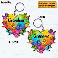 Personalized Grandma Heart Handprints With Kids Names Wood Keychain 22893 thumb 1
