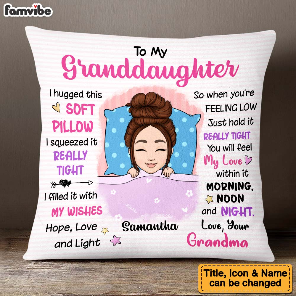 Personalized Granddaughter From Grandma I Hugged This Pillow 22894 Primary Mockup