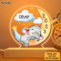 Personalized Sleeping Elephant Moon Baby Boy Girl Plaque LED Lamp Night Light 22899 thumb 1