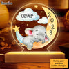 Personalized Sleeping Elephant Moon Baby Boy Girl Plaque LED Lamp Night Light 22899 1