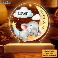 Personalized Sleeping Elephant Moon Baby Boy Girl Plaque LED Lamp Night Light 22899 thumb 1