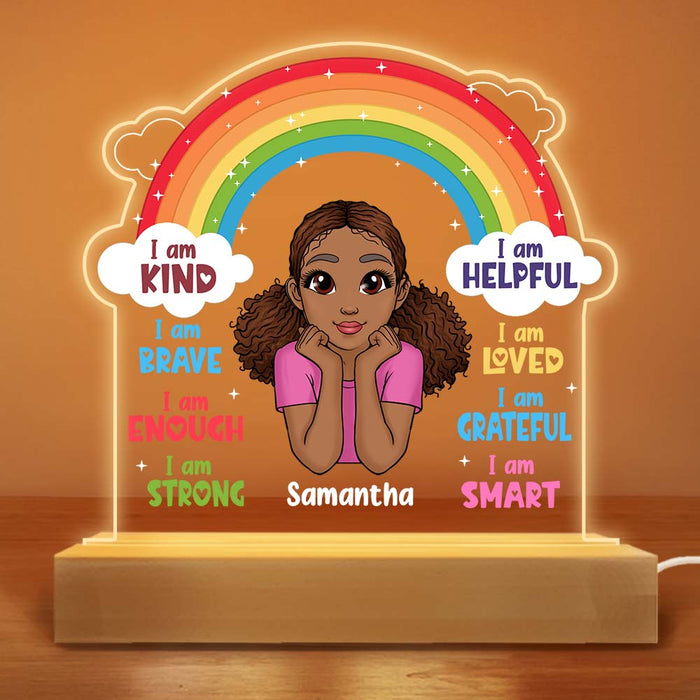 Personalized Daughter Granddaughter Kids Affirmations I Am Kind I Am Smart Plaque LED Lamp Night Light 22619 1