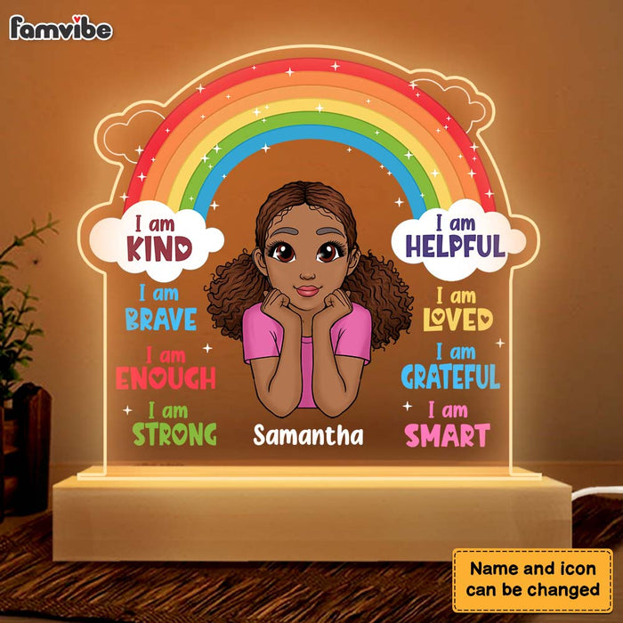 Personalized Daughter Granddaughter Kids Affirmations I Am Kind I Am Smart Plaque LED Lamp Night Light 22619 1