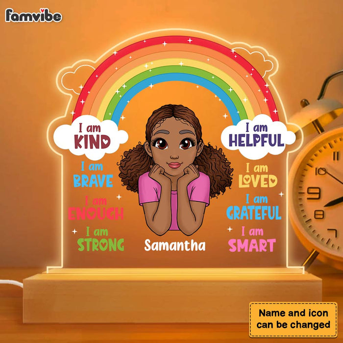 Personalized Daughter Granddaughter Kids Affirmations I Am Kind I Am Smart Plaque LED Lamp Night Light 22619 1
