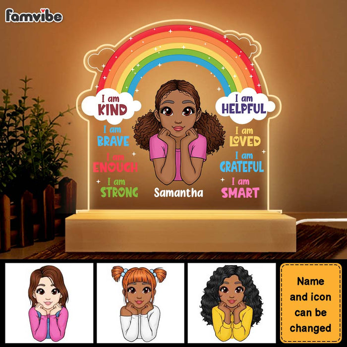 Personalized Daughter Granddaughter Kids Affirmations I Am Kind I Am Smart Plaque LED Lamp Night Light 22619 1