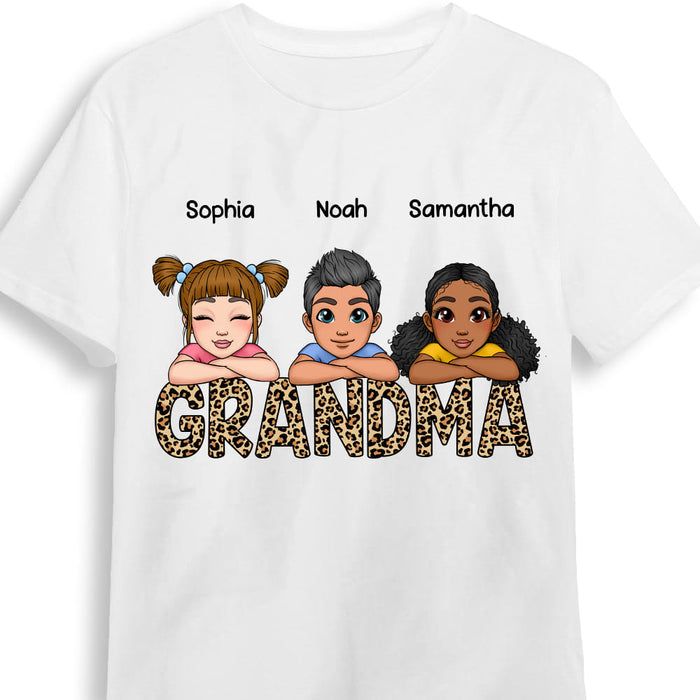 Personalized Leopard Grandma Cute Grandkids Laying Head On Arms Shirt - Hoodie - Sweatshirt 22905 1