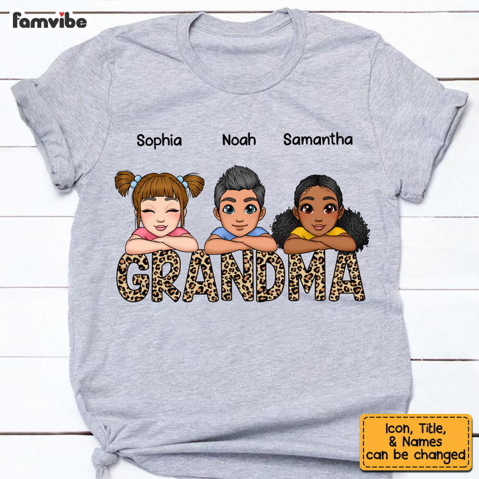 Personalized Leopard Grandma Cute Grandkids Laying Head On Arms Shirt - Hoodie - Sweatshirt 22905 1
