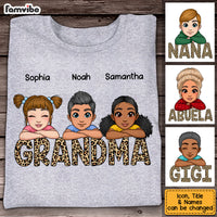 Personalized Leopard Grandma Cute Grandkids Laying Head On Arms Shirt - Hoodie - Sweatshirt 22905 thumb 1