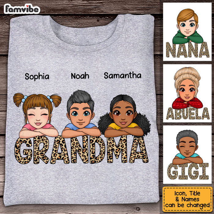 Personalized Leopard Grandma Cute Grandkids Laying Head On Arms Shirt - Hoodie - Sweatshirt 22905 1