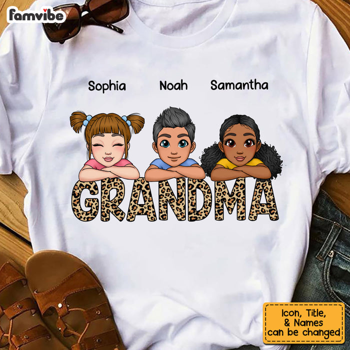 Personalized Leopard Grandma Cute Grandkids Laying Head On Arms Shirt - Hoodie - Sweatshirt 22905 1
