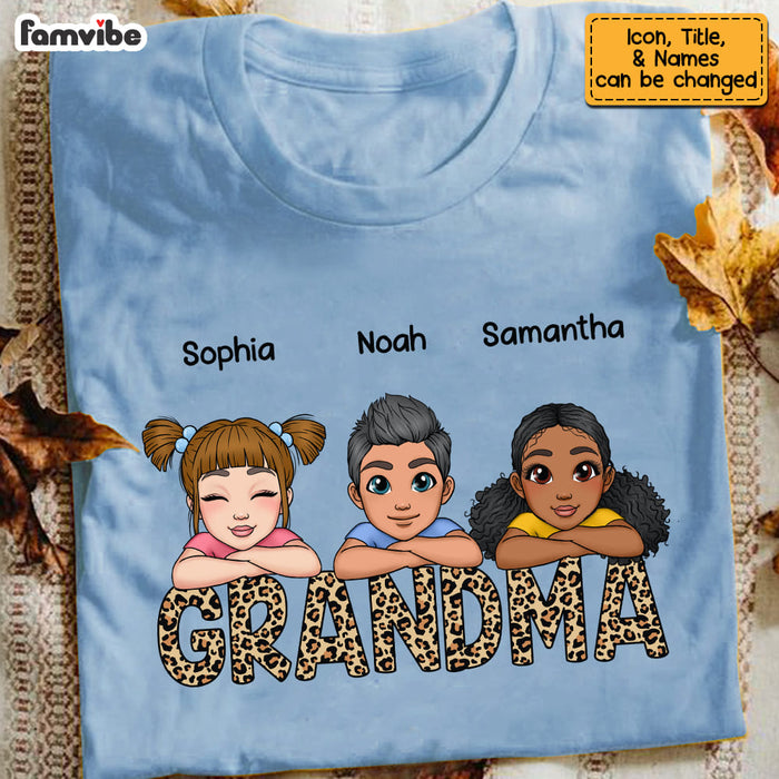 Personalized Leopard Grandma Cute Grandkids Laying Head On Arms Shirt - Hoodie - Sweatshirt 22905 1