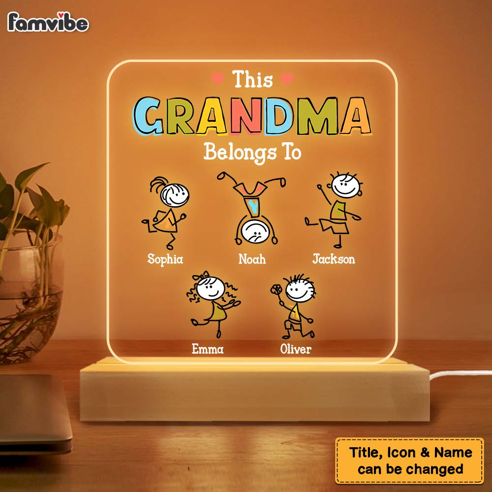 Personalized Gift Grandma Belong Plaque LED Lamp Night Light 22913 Primary Mockup