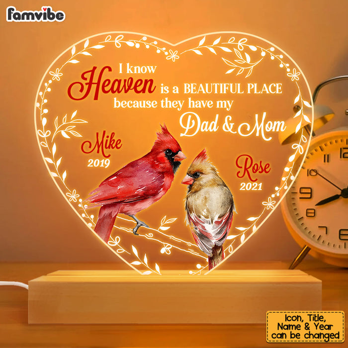 Personalized Heaven Is A Beautiful Place Heart Plaque LED Lamp Night Light 22914 1