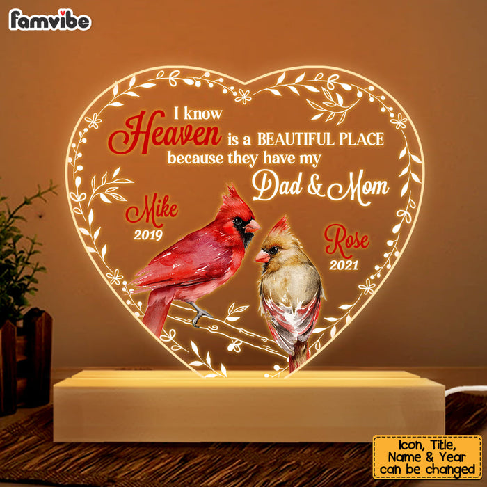 Personalized Heaven Is A Beautiful Place Heart Plaque LED Lamp Night Light 22914 1