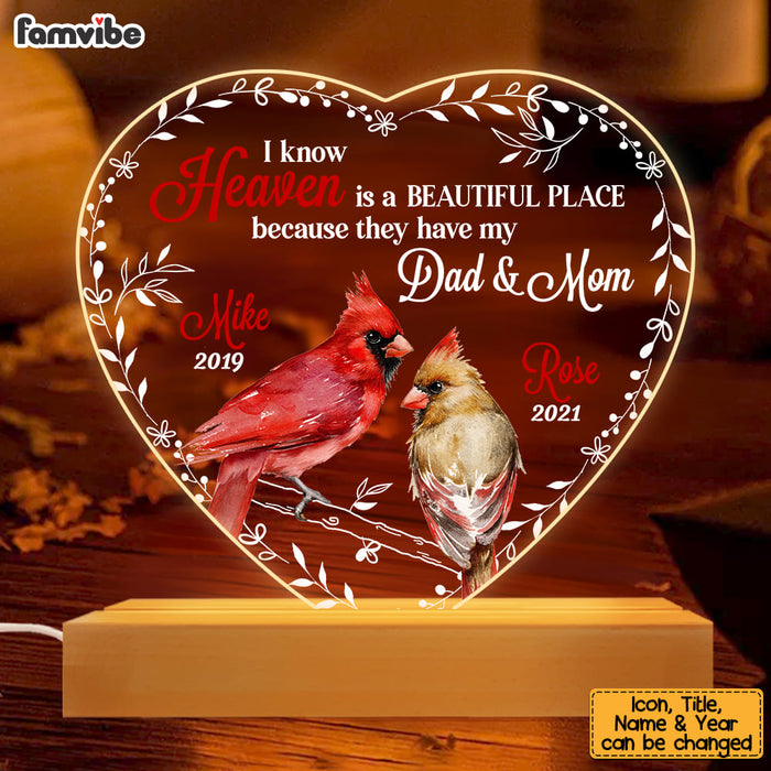 Personalized Heaven Is A Beautiful Place Heart Plaque LED Lamp Night Light 22914 1