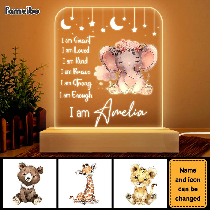 Personalized Gift For Granddaughter Baby I Am Kind Elephant Animals Nursery Plaque LED Lamp Night Light 22941 1