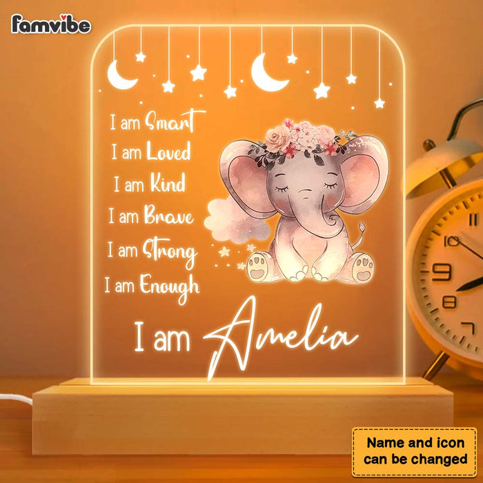 Personalized Gift For Granddaughter Baby I Am Kind Elephant Animals Nursery Plaque LED Lamp Night Light 22941 1