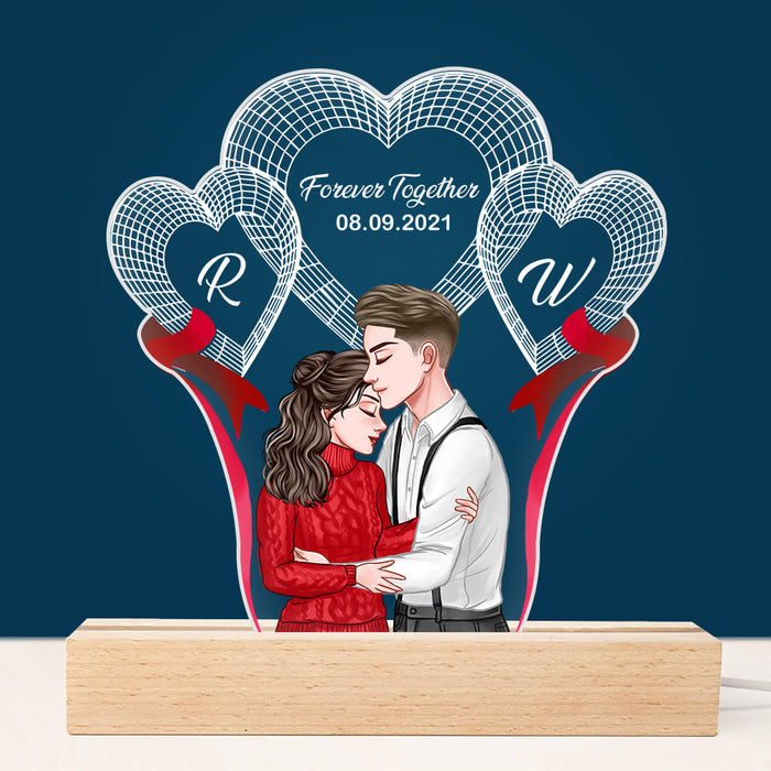 Personalized Couples Heart Forever Together Since Plaque LED Lamp Night Light 22942 1