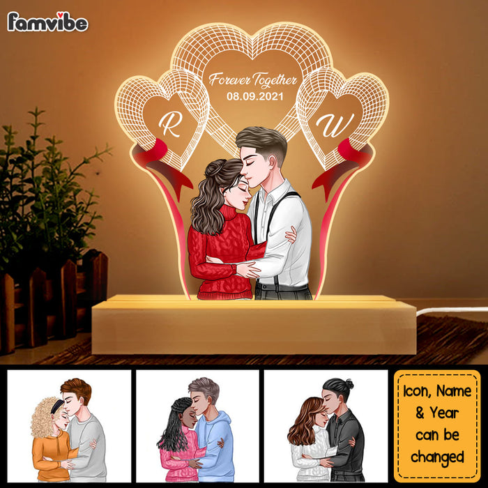 Personalized Couples Heart Forever Together Since Plaque LED Lamp Night Light 22942 1