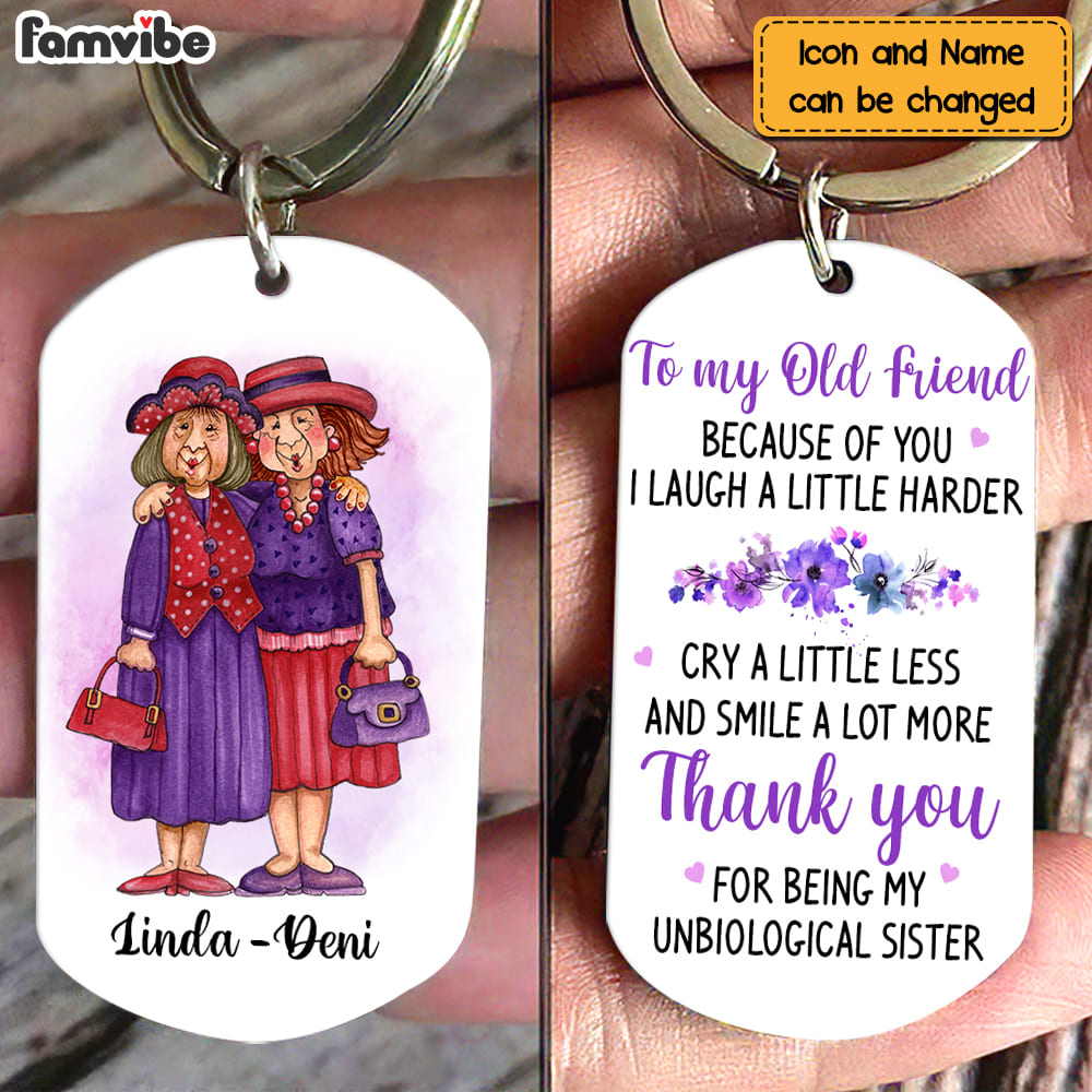 Personalized Old Friend Smile A Lot More Aluminum Keychain 22945 Primary Mockup