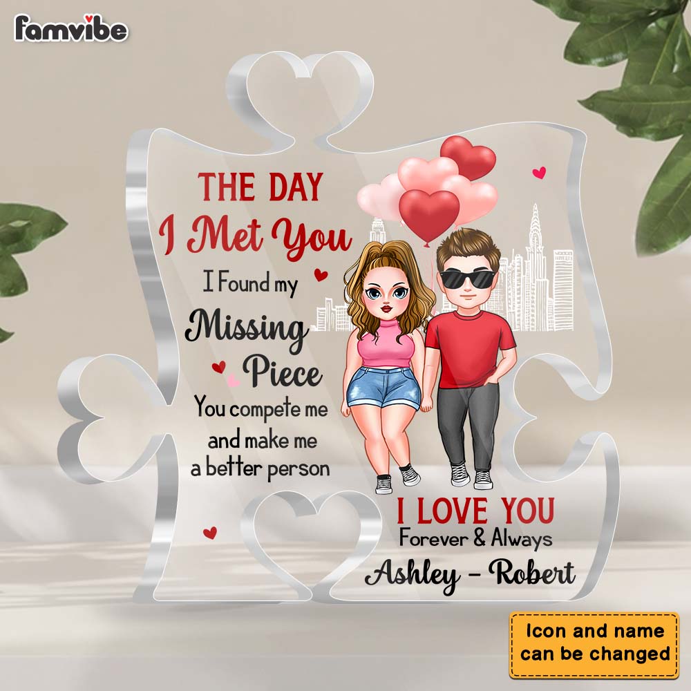 Personalized Found My Missing Piece Valentine‘s Day Puzzle Plaque 22947 Primary Mockup