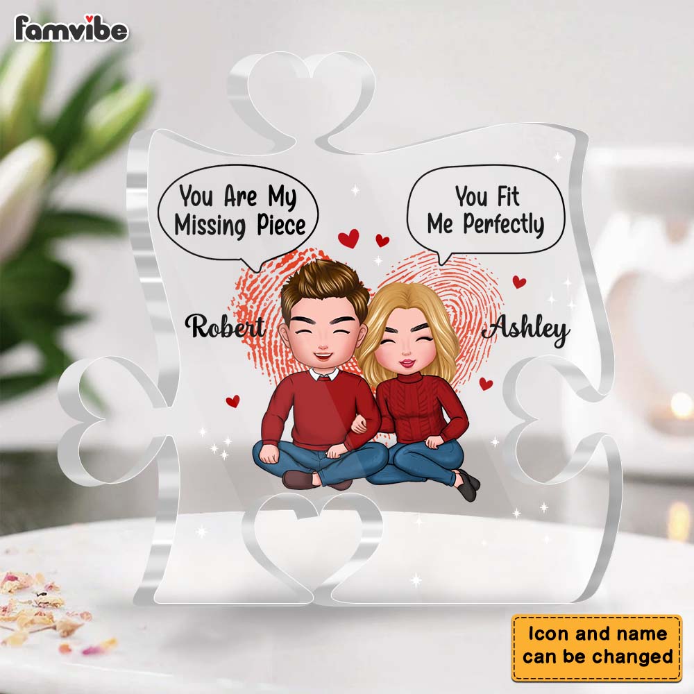 Personalized Couples Valentines You are My Missing Piece Puzzle Custom Shape Acrylic Plaque 22953 Primary Mockup