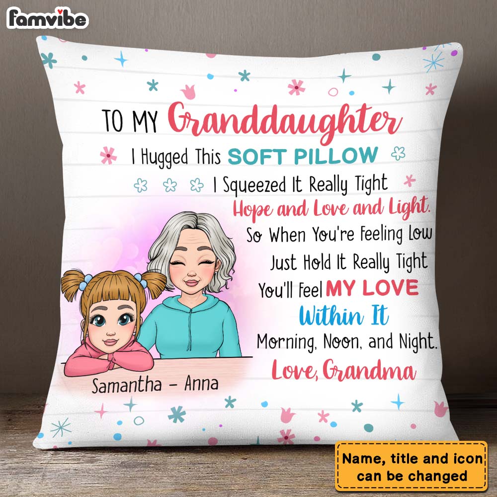 Personalized To My Granddaughter From Grandma Hug This Pillow 22959 Primary Mockup