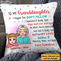 Personalized To My Granddaughter From Grandma Hug This Pillow 22959 thumb 1
