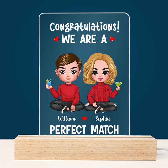 Personalized Congratulations You're a Perfect Match Funny Valentines Wedding Couples Plaque LED Lamp Night Light 22961 1