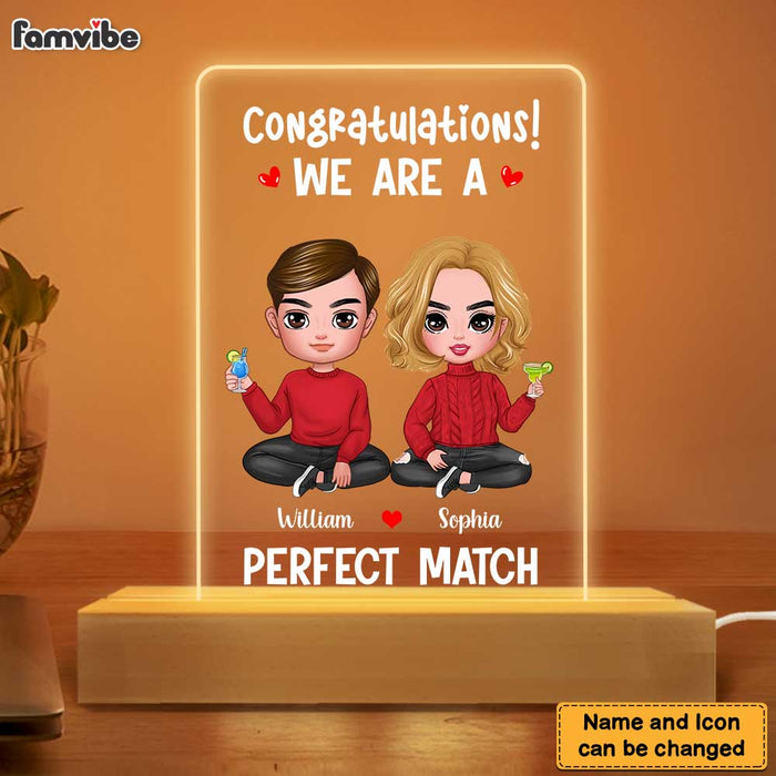 Personalized Congratulations You're a Perfect Match Funny Valentines Wedding Couples Plaque LED Lamp Night Light 22961 1