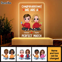 Personalized Congratulations You're a Perfect Match Funny Valentines Wedding Couples Plaque LED Lamp Night Light 22961 thumb 1