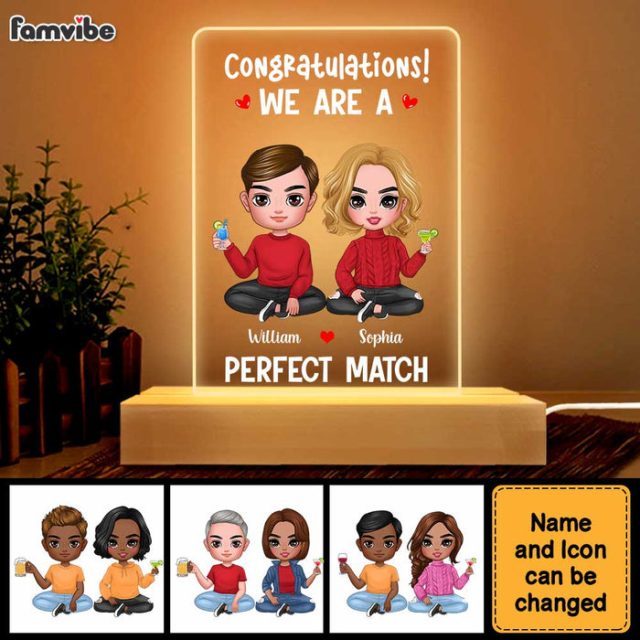 Personalized Congratulations You're a Perfect Match Funny Valentines Wedding Couples Plaque LED Lamp Night Light 22961 1